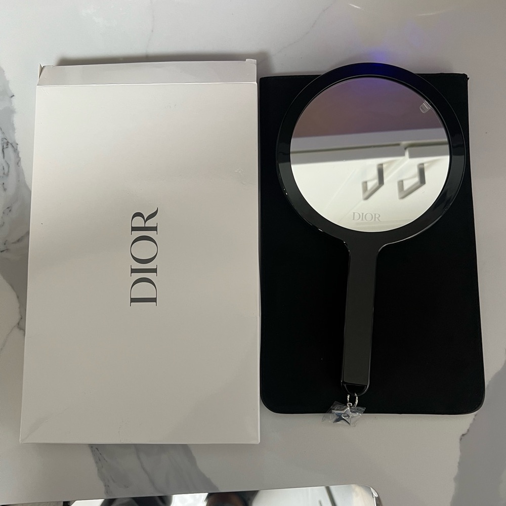 Christian Dior Beauty Black Hand Mirror with Case 23 x 13cm NWT NIB